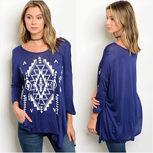 ‼️SALE Boho Tribal Flowy Lightweight Tunic Top SML - Picture 4 of 7